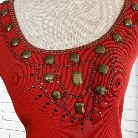 Dress Barn, XL, Burnt Orange Tank with Copper Embellishments - Picture 2 of 5